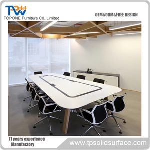 White Color Manmade Stone Simple Design Conference Table Tops Office Furniture