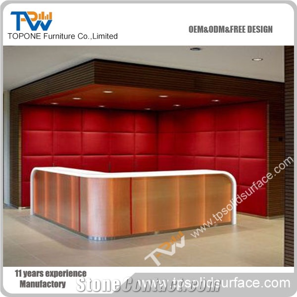 Wooden Office Reception Counter With Artificial Marble Stone