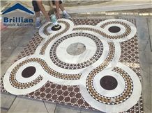 White and Beige Marble Medallion Tiles,Mixed Color Marble Tiles Design,Competitive Marble Flooring Price,Thin Water Jet Medallions Tiles,Rectangular Polished Marble Paving Stone,Floor Medallions,Tiles