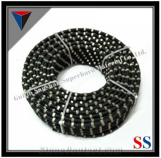 Sanshan 11.5mm/11.6mm/12mm Diamond Rubberized Wire Saw Rubberized Rope for Cutting Granite Slab, Diamond Cutting Tools