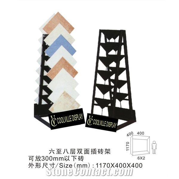 Black Mosaic Display Racks Waterfall Tile Displays Stone Shelf Cultured