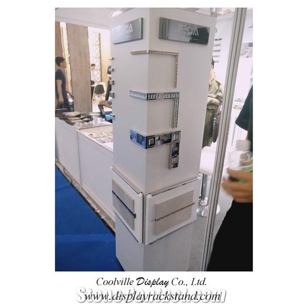 Quartz Stone Display Stands Tile Display Panels Countertops Display Cabinets Blue-Marble Display Stands Granite Tile Black Display Stand Racks China Stone Display Racks Black Rotating Mosaic Displays