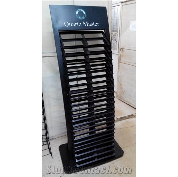 Quartz Stone Display Stands Tile Display Panels Countertops Display Cabinets Blue-Marble Display Stands Granite Tile Black Display Stand Racks China Stone Display Racks Black Rotating Mosaic Displays