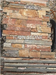 Gold Yellow Split Face Slate Culture Stone,Natural Stone Veneer,Yellow Z Clad Stacked Stone,Fireplace Stone Cladding,Outdoor Stone Wall Panel,Porches Ledger Panels