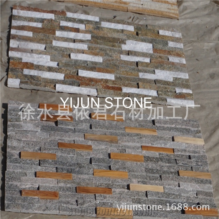 Oyster Slate Z Stone Cladding,Gold White Stacked Stone,Outdoor Yellow Stone Ledger Panels,Landscaping Wall Stone Veneer,Fireplace Ledgestone Panels