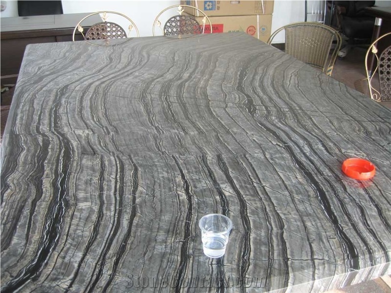 China Black Forest Marble Slabs/Antique Wood Marble/ Black Wood Marble