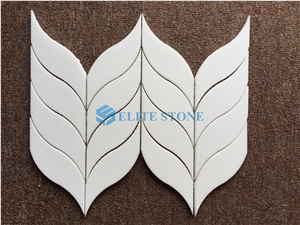 Greece Thassos White Marble Mosaic Leaf Pattern Natural Stone Tile