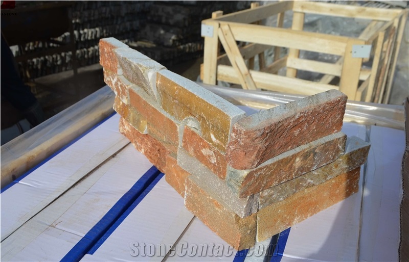 Rusty Slate,Sunset Split Face Slate Stone Panels,Multicolor Slate Stone Wall Panels,Z Clad Stone Cladding,Corner Slate Stone