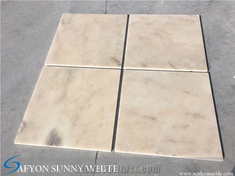 Afyon Sunny White "B" Slabs & Tiles, Turkey Beige Marble, Honey Color Marble, Afyon White Quarry, Transluscent Marble