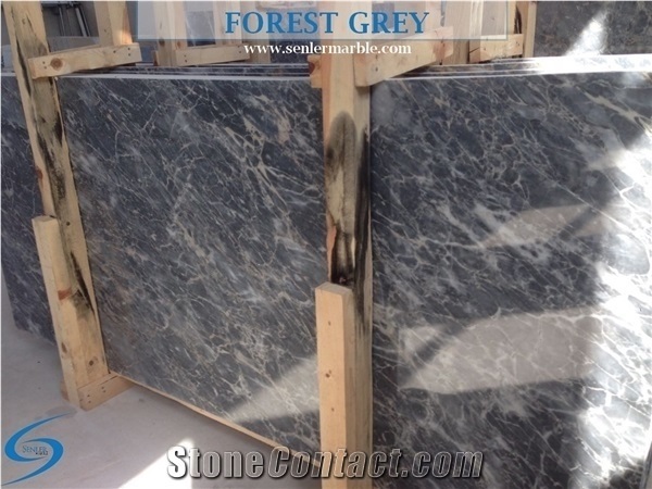 Forest Grey Marble Slabs & Tiles, Turkey Grey Marble, Grey Marble, Indoor Marble, Golden Veins