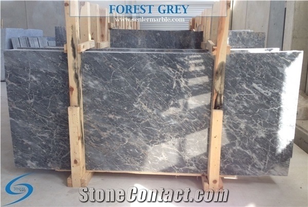 Forest Grey Marble Slabs & Tiles, Turkey Grey Marble, Grey Marble, Indoor Marble, Golden Veins