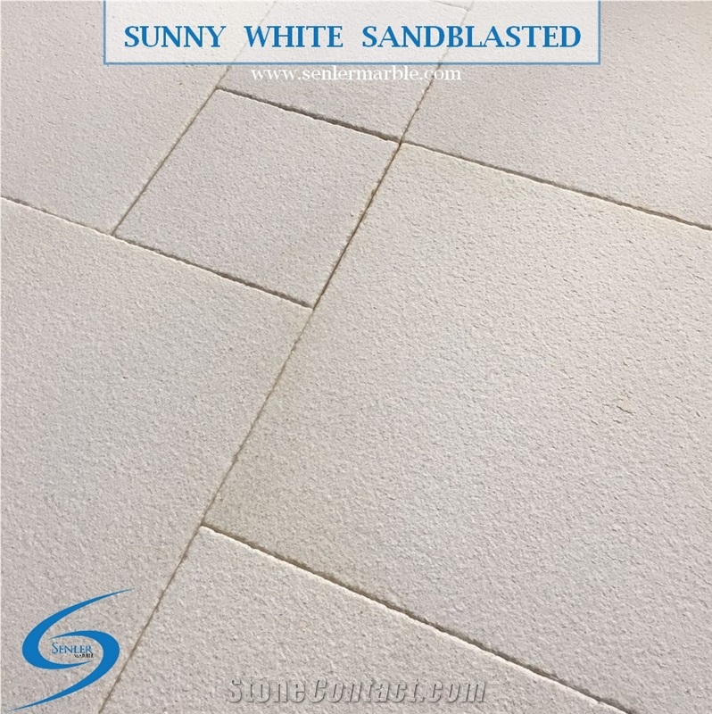 Sunny White Sandblasted Slabs & Tiles, Turkey Grey Marble
