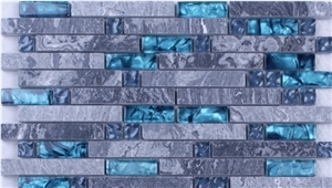 Silver Grey Slate with Glass Mosaic