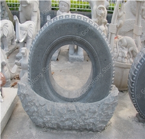 Grey Granite Stone Sculpture Tyre Sculpture