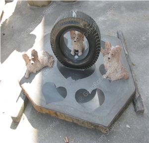 Grey Granite Stone Sculpture Tyre Sculpture