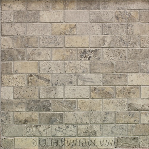 Silver Travertine Honed Filled Mosaic Tiles