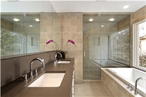 Brown Quartz Engineered Stone Bathroom Top