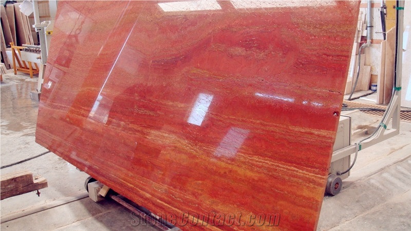 Red Travertine Slabs from Iran