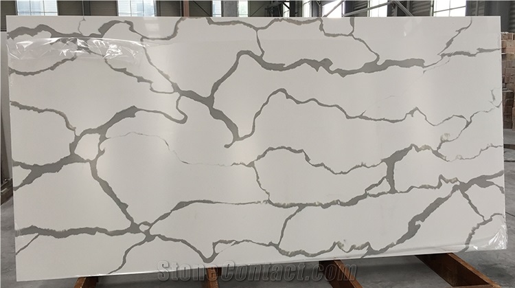 White Pattern Series White Grey Vein Quartz Stone Materails Oyster Quartz