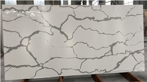 White Pattern Series White Grey Vein Quartz Stone Materails Oyster Quartz