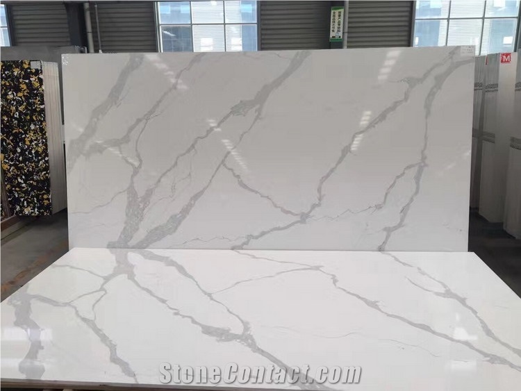 White Veins Grey Engineered Quartz Stone from China ...