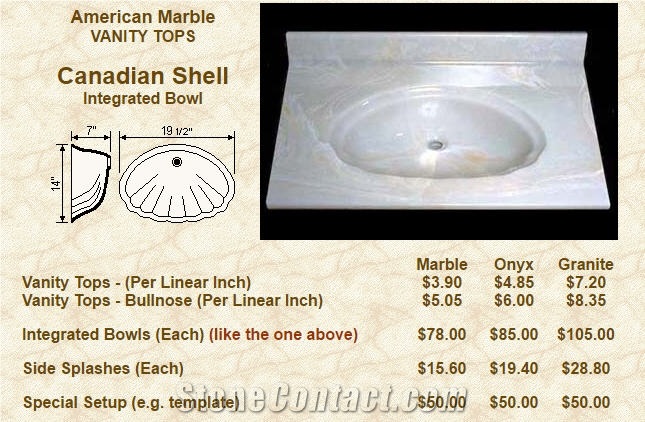 Canadian Shell Integrated Bowl Vanity Top