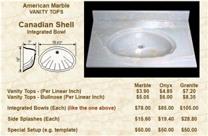 Canadian Shell Integrated Bowl Vanity Top