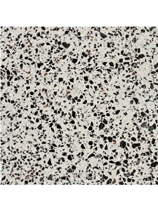 Aq108 Terrazzo Tile White Background with Black Terrazzo Chips