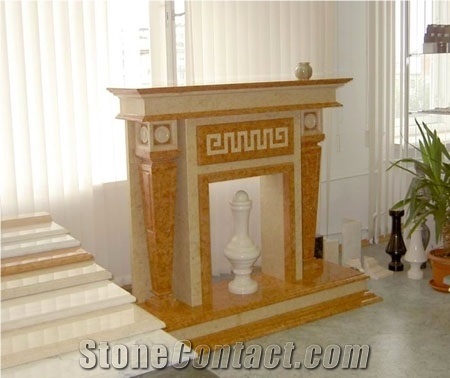 Fireplaces, Yellow Marble Fireplace