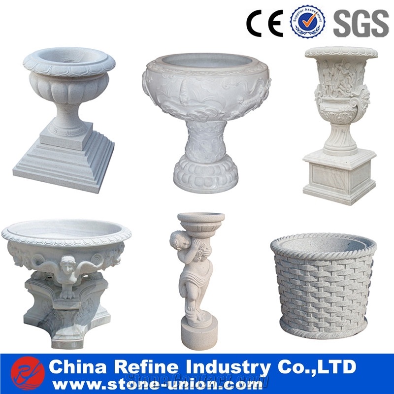 Classic White Marble Stone Planters,White Marble Carved Flower Pot, Cheap Marble Planter, Exterior White Marble Garden Vases, Flower Stand Pot