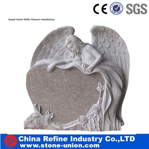 High Quality Custom Pink G635 Granite Headstone &Cheaper Grave Headstone& Cemetery Tombstone &Angel Heart Carved Flower Tombstone