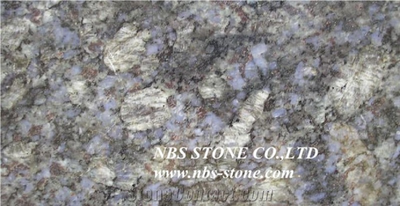 Purple-Spotted Blue Granite, Polished Tiles& Slabs, Flamed, Bushhammered, Cut to Size