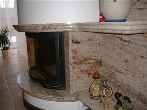 Ivory Brown Granite Fireplace