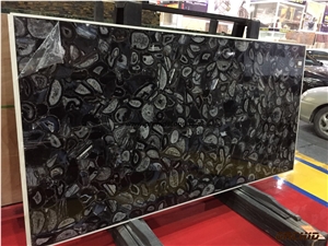 Semi Precious Stone Black Agate Backlit Slabs & Tiles,Gemstone Translucent Black Agate Decorative for Countertops,Worktops,Table Tops,Bar Tops,Island Tops,Wall Cladding Tiles