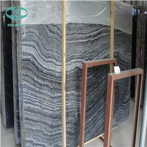 Ancient Wood Marble Slabs/Tiles, Cheap Chinese Black Woodvein Marble Polished Big Slabs