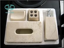Beige Marble Bathroom Accessory Set /White Marble Tumbler /White Marble Soap Dish /White Marble Soap Dispenser / Beige Marble Toilet Brush Holder /Beige Marble Toothbrush Holder