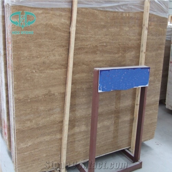 Beige Polished Travertine Slabs for Flooring Wall