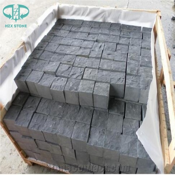 China Basalt Zhangpu Black Basalt Cobble Stone Natural Spilt Paving Stone Way Paver