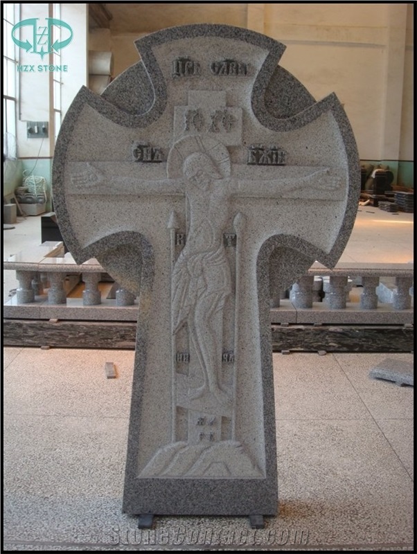 Cross Headstone, G603 Grey Granite Monument & Tombstone