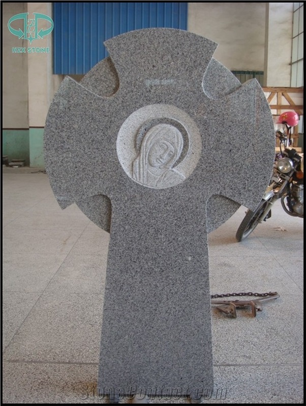 Cross Headstone, G603 Grey Granite Monument & Tombstone