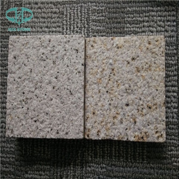 G682 China Yellow Rustic Golden Sand Sunset Yellow Desert Gold Granite Flamed or Cleft or Bushhammered Cube Stone Paver