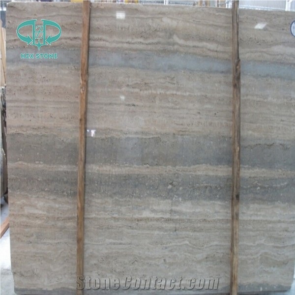 Grey Polished Travertine Slabs for Flooring and Wall