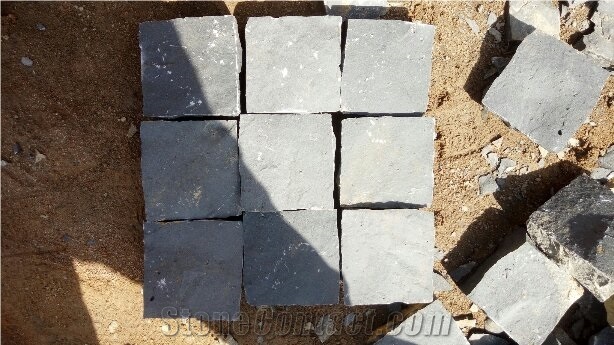 Paving Cubes. Cobbles. Black Stone. Basalt