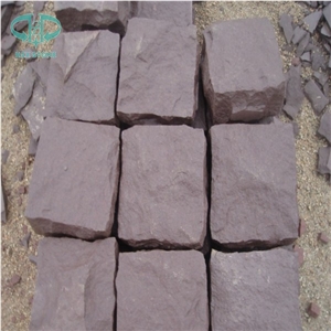 Purple Sandstone Bube Stone, Red Sandstone Cobble Stone, Brown Sandstone Paving Sets,Patio Pavers，Walkway Pavers