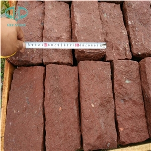 Red Porphyry Cobble Stone, Red Cube Stone, Putian Red Paving Sets, Walkway Pavers