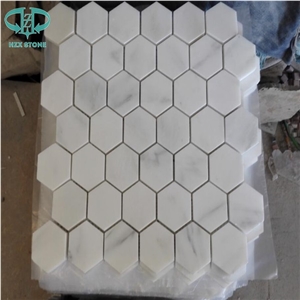 White Polished Marble Mosaic Tiles Flooring