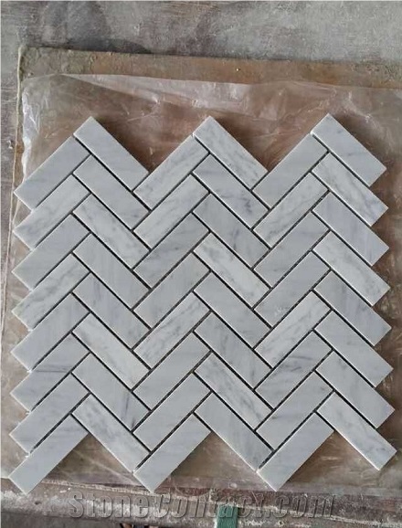 Bianco Carrara Cd Herringbone Mosaic Tile for Walling