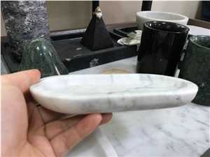 Carrara White Marble Kitchen Plates,Polished Marble Dining Accessories