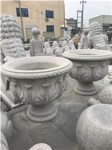 China Granite Flower Pot,Landscape Handcarved Granite Planters,Exterior Flower Pots