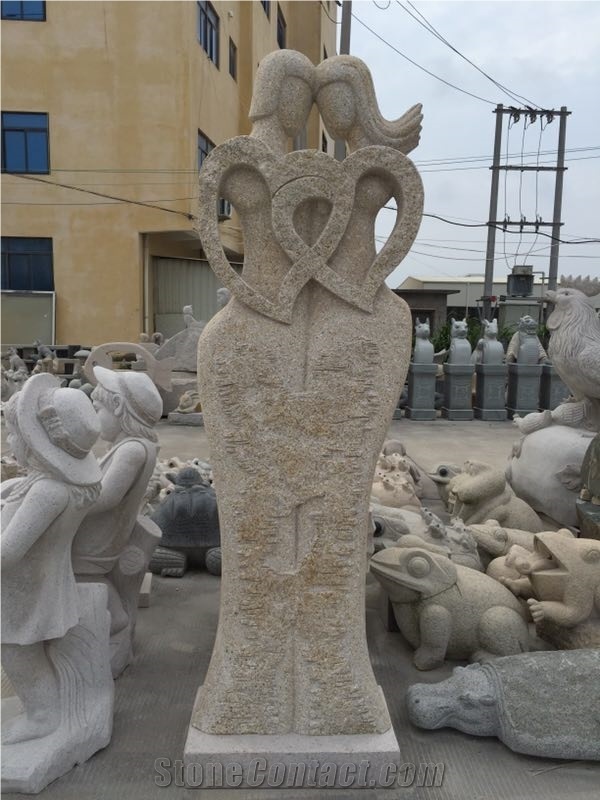 China Grey Granite Handcarved Abstract Statues Figure Garden Sculptures